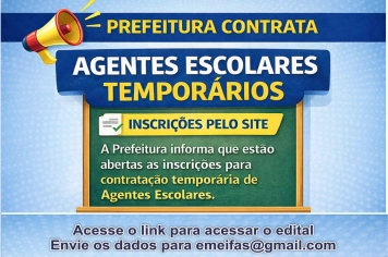 PROCESSO SELETIVO PARA CONTRATAÇÃO TEMPORÁRIA DE AGENTES ESCOLARES