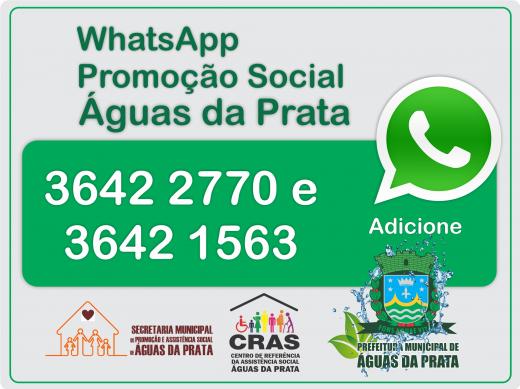 CRAS DE ÁGUAS DA PRATA DISPONIBILIZA MAIS UM NÚMERO DE WHATS APP