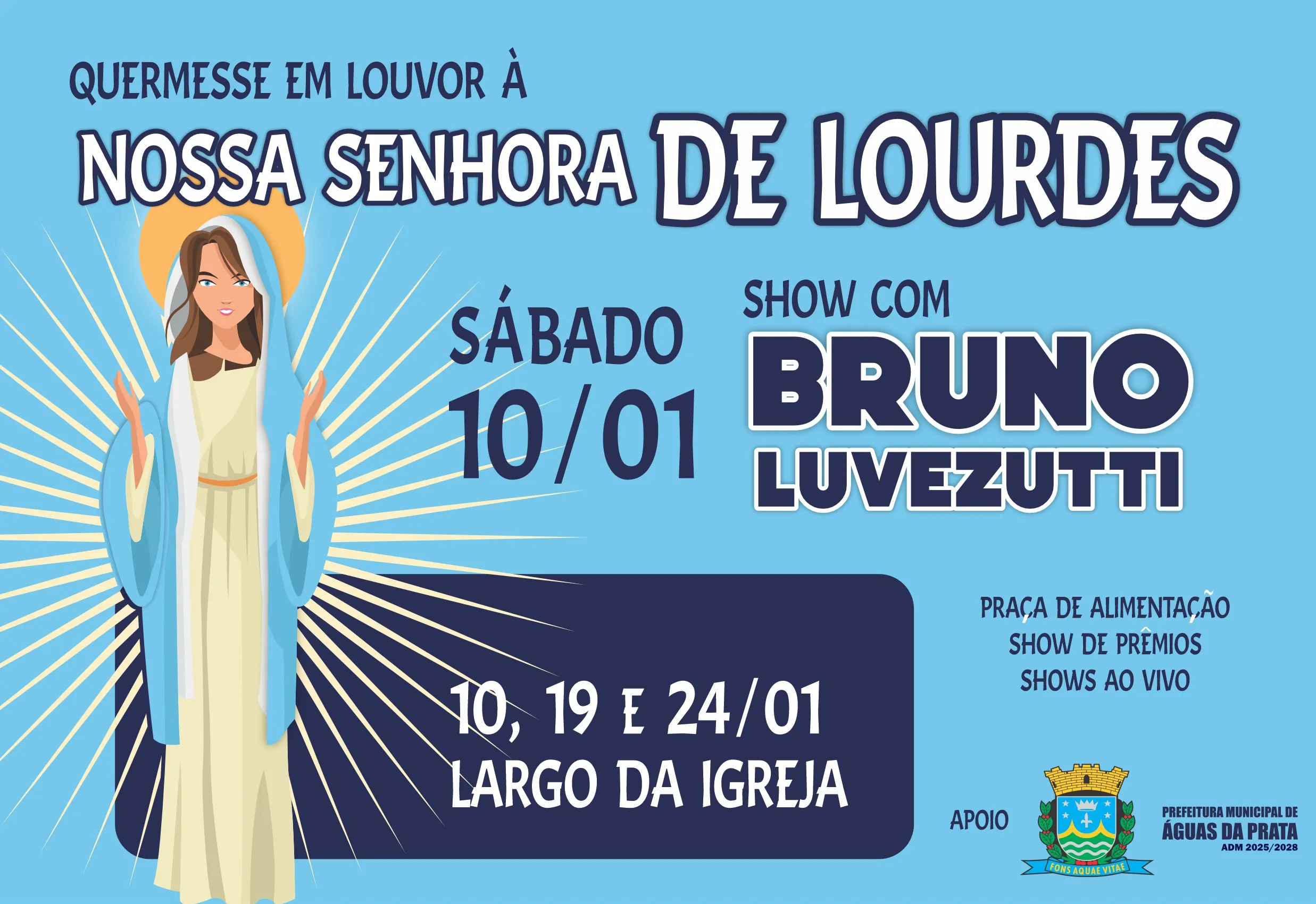 SÁBADO TEM SHOW DE BRUNO LUVEZUTTI NA QUERMESSE DE N.S. DE LOURDES
