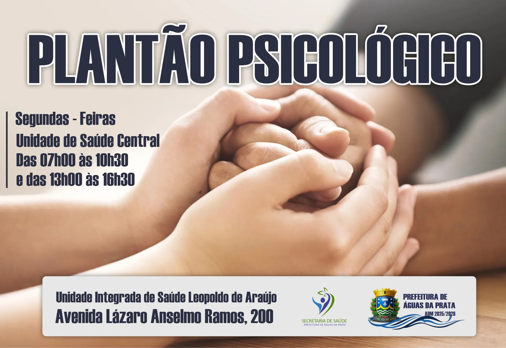 PREFEITURA DE ÁGUAS DA PRATA OFERECE CONSULTA PSICOLÓGICA NO POSTO CENTRAL DE SAÚDE