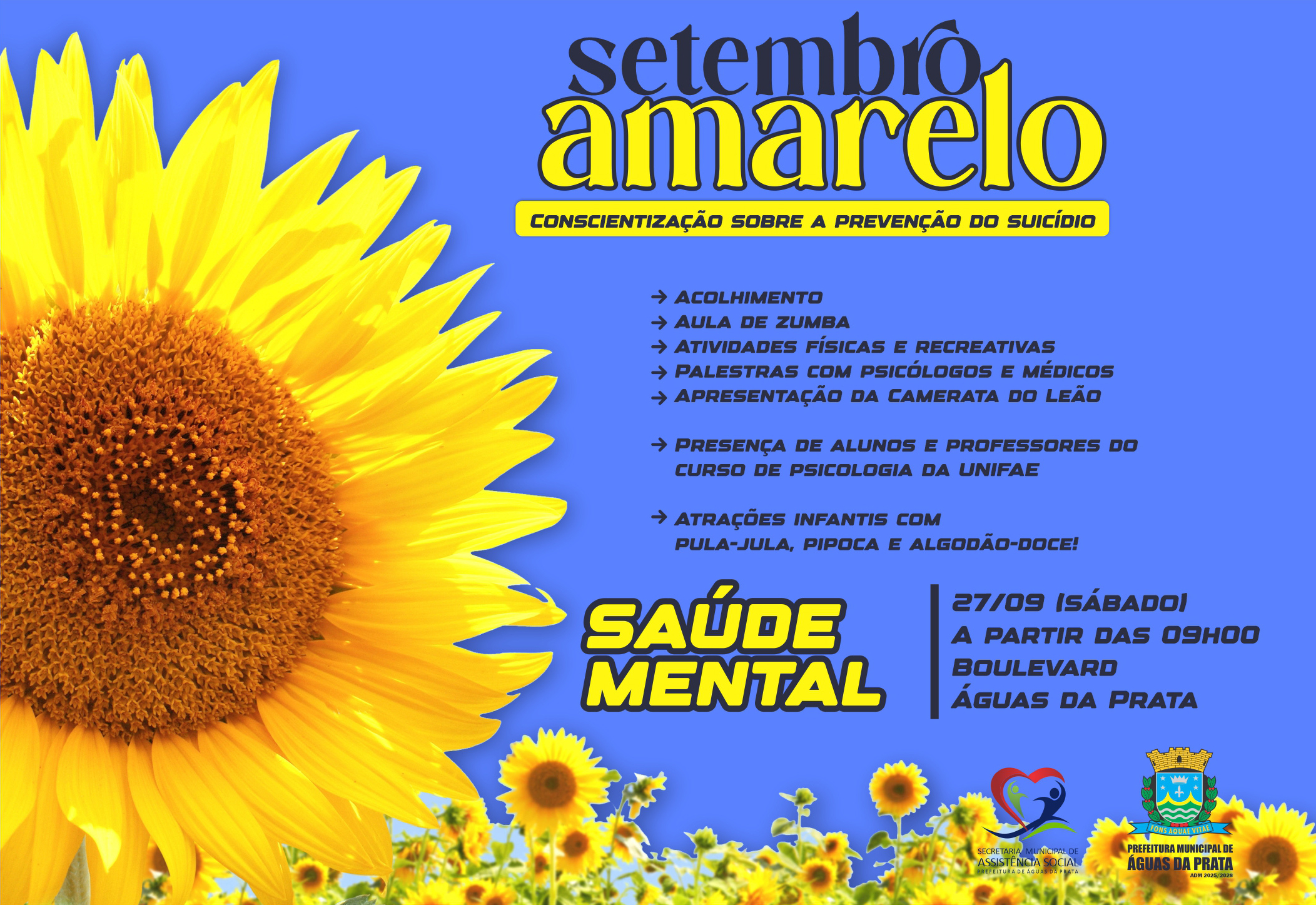 É NESTE SABADO, “SETEMBRO AMARELO NO BOULEVARD”, COM MUITAS ATRAÇÕES 